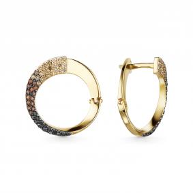 Золотые серьги АЛЬКОР 24294-318 с бриллиантом 24294-318 фото