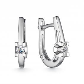 Серьги из белого золота АЛЬКОР 24296-200 с бриллиантом 24296-200 фото
