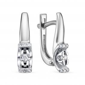 Серьги из белого золота АЛЬКОР 24301-200 с бриллиантом 24301-200 фото