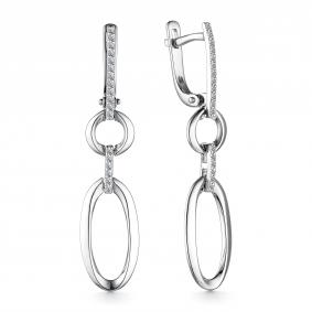 Серьги из белого золота АЛЬКОР 24303-200 с бриллиантом 24303-200 фото