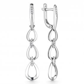 Серьги из белого золота АЛЬКОР 24304-200 с бриллиантом 24304-200 фото
