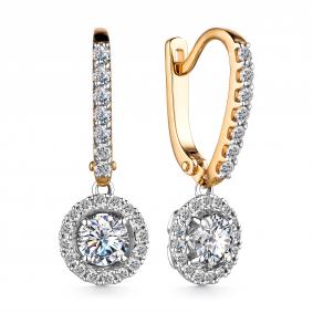 Золотые серьги АЛЬКОР 24309-КП5 с бриллиантом 24309-КП5 фото