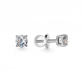 Серьги из белого золота АЛЬКОР 24320-2П3 с бриллиантом 24320-2П3 фото