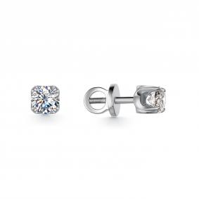 Серьги из белого золота АЛЬКОР 24328-5Б6 с бриллиантом 24328-5Б6 фото