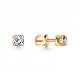 Золотые серьги АЛЬКОР 24328-КБ7 с бриллиантом 24328-КБ7 фото