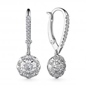 Серьги из белого золота АЛЬКОР 24412-200 с бриллиантом 24412-200 фото