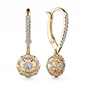 Золотые серьги АЛЬКОР 24412-300 с бриллиантом 24412-300 фото