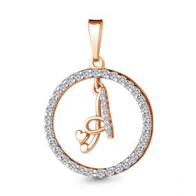 Золотая подвеска-буква А AQUAMARINE с фианитом 24414А 24414А фото