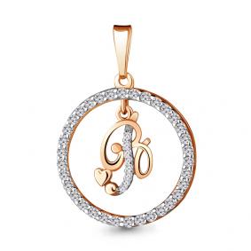 Золотая подвеска-буква В AQUAMARINE с фианитом 24415А 24415А фото