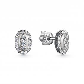 Серьги из белого золота АЛЬКОР 24416-200 с бриллиантом 24416-200 фото