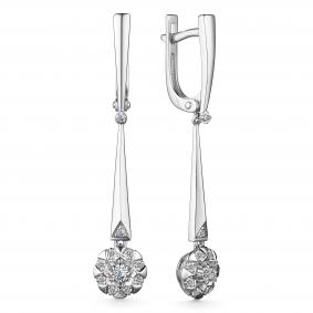 Серьги из белого золота АЛЬКОР 24417-200 с бриллиантом 24417-200 фото