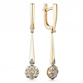 Золотые серьги АЛЬКОР 24417-300 с бриллиантом 24417-300 фото