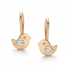 Золотые серьги АЛЬКОР 24420-100 с бриллиантом 24420-100 фото