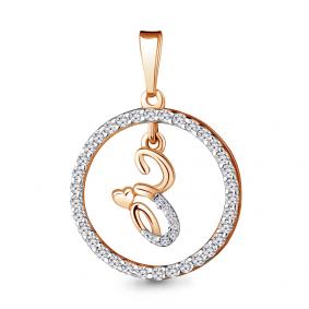 Золотая подвеска-буква З AQUAMARINE с фианитом 24420А 24420А фото