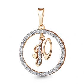 Золотая подвеска-буква Ю AQUAMARINE с фианитом 24432А 24432А фото