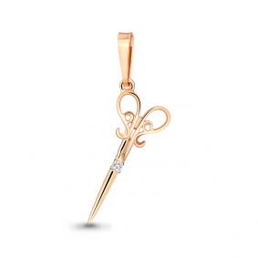 Золотая подвеска Ножницы AQUAMARINE с фианитом 24448А 24448А фото