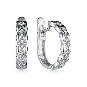 Серьги из белого золота АЛЬКОР 24454-200 с бриллиантом 24454-200 фото