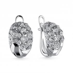 Серьги из белого золота АЛЬКОР 24461-200 с бриллиантом 24461-200 фото