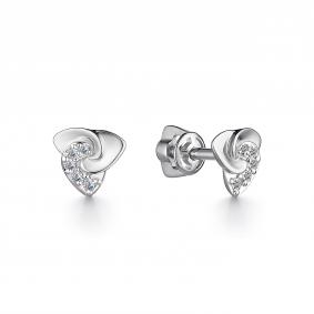 Серьги из белого золота АЛЬКОР 24469-200 с бриллиантом 24469-200 фото