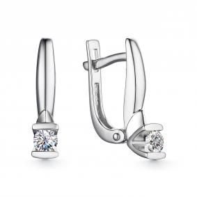 Серьги из белого золота АЛЬКОР 24484-200 с бриллиантом 24484-200 фото