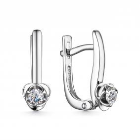 Серьги из белого золота АЛЬКОР 24489-200 с бриллиантом 24489-200 фото