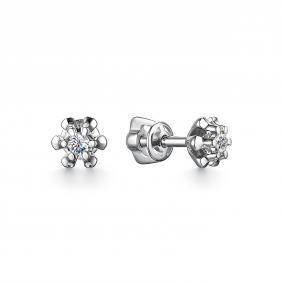 Серьги из белого золота АЛЬКОР 24490-200 с бриллиантом 24490-200 фото