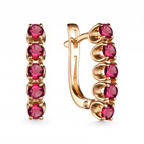 Золотые серьги АЛЬКОР 24600-103 с рубином 24600-103 фото