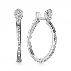 Серьги из белого золота АЛЬКОР 24604-200 с бриллиантом 24604-200 фото