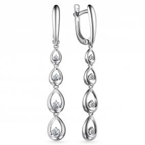 Серьги из белого золота АЛЬКОР 24607-200 с бриллиантом 24607-200 фото