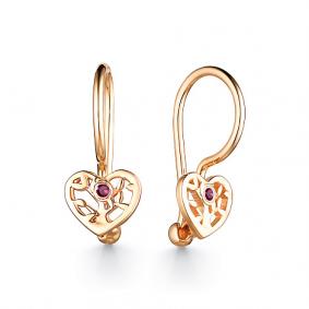 Золотые серьги АЛЬКОР 24630-103 с рубином 24630-103 фото