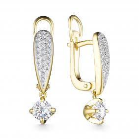 Серьги из лимонного золота АЛЬКОР 24646-4П5 с бриллиантом 24646-4П5 фото
