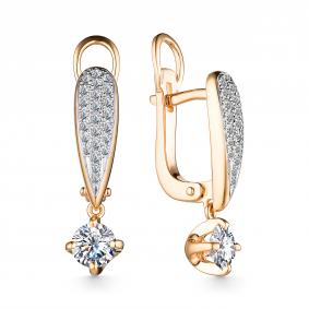 Золотые серьги АЛЬКОР 24646-КП5 с бриллиантом 24646-КП5 фото