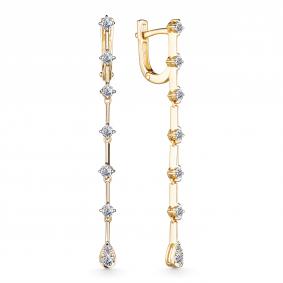 Золотые серьги АЛЬКОР 24654-300 с бриллиантом 24654-300 фото