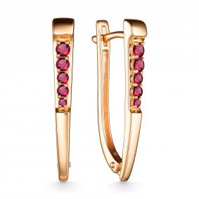 Золотые серьги АЛЬКОР 24725-103 с рубином 24725-103 фото