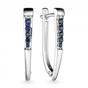 Серьги из белого золота АЛЬКОР 24725-202 с сапфиром 24725-202 фото