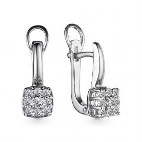 Серьги из белого золота АЛЬКОР 24749-200 с бриллиантом 24749-200 фото