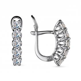 Серьги из белого золота АЛЬКОР 24750-200 с бриллиантом 24750-200 фото
