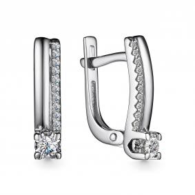 Серьги из белого золота АЛЬКОР 24756-200 с бриллиантом 24756-200 фото