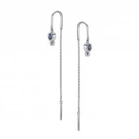 Серьги из белого золота АЛЬКОР 24758-202 с сапфиром 24758-202 фото