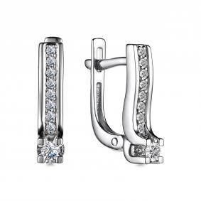 Серьги из белого золота АЛЬКОР 24761-200 с бриллиантом 24761-200 фото