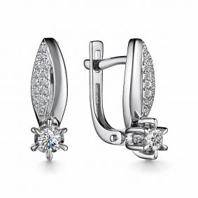 Серьги из белого золота АЛЬКОР 24764-200 с бриллиантом 24764-200 фото