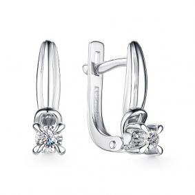Серьги из белого золота АЛЬКОР 24770-200 с бриллиантом 24770-200 фото