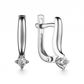Серьги из белого золота АЛЬКОР 24779-200 с бриллиантом 24779-200 фото