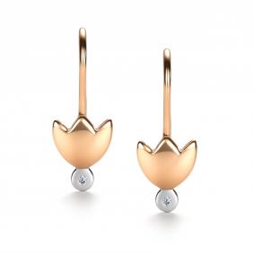 Золотые серьги АЛЬКОР 24790-100 с бриллиантом 24790-100 фото