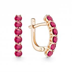 Золотые серьги АЛЬКОР 24824-103 с рубином 24824-103 фото