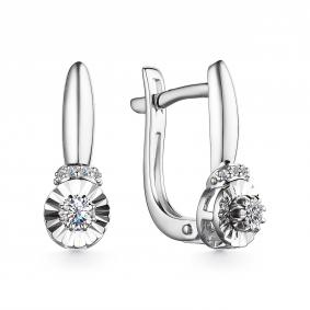 Серьги из белого золота АЛЬКОР 24834-200 с бриллиантом 24834-200 фото
