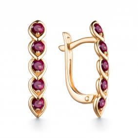 Золотые серьги АЛЬКОР 24840-103 с рубином 24840-103 фото
