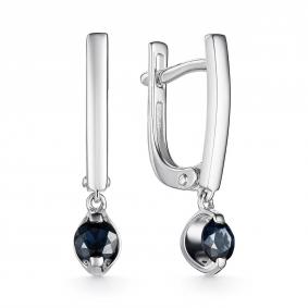 Серьги из белого золота АЛЬКОР 24841-202 с сапфиром 24841-202 фото