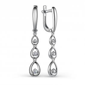 Серьги из белого золота АЛЬКОР 24859-200 с бриллиантом 24859-200 фото