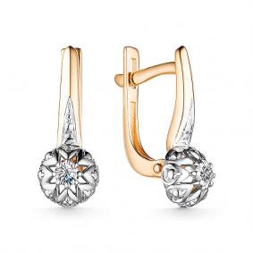 Золотые серьги АЛЬКОР 24870-100 с бриллиантом 24870-100 фото